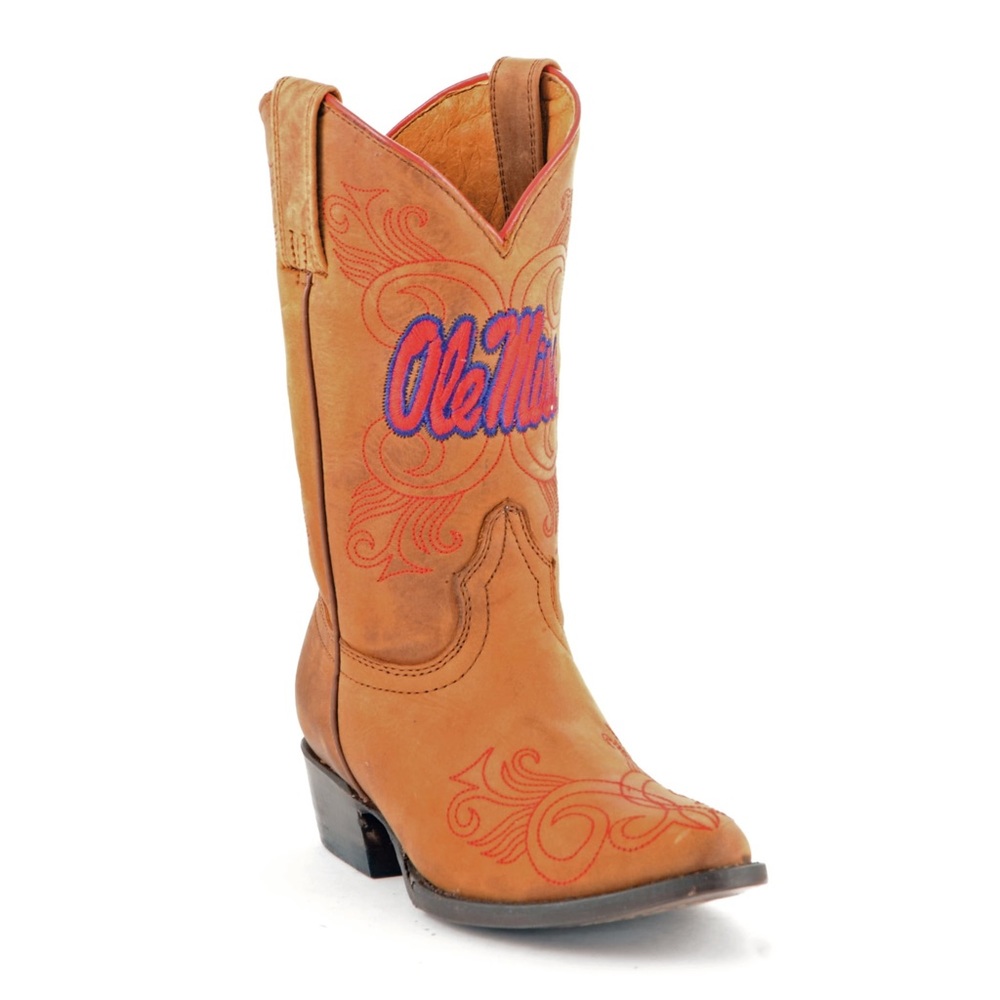 Kid’s Ole Miss Embroidered Leather Gameday Boots Cowgirl Boots